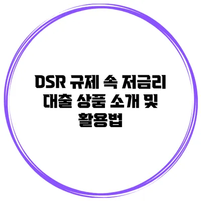 DSR 규제 속 저금리 대출 상품 소개 및 활용법