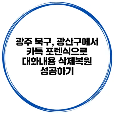 광주 북구, 광산구에서 카톡 포렌식으로 대화내용 삭제복원 성공하기