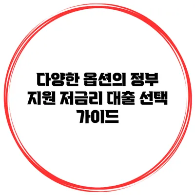 다양한 옵션의 정부 지원 저금리 대출 선택 가이드
