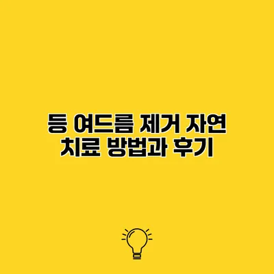 등 여드름 제거 자연 치료 방법과 후기