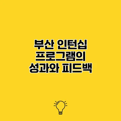 부산 인턴십 프로그램의 성과와 피드백