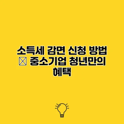 소득세 감면 신청 방법 – 중소기업 청년만의 혜택