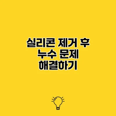 실리콘 제거 후 누수 문제 해결하기
