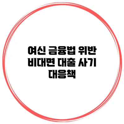 여신 금융법 위반 비대면 대출 사기 대응책