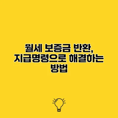 월세 보증금 반환, 지급명령으로 해결하는 방법