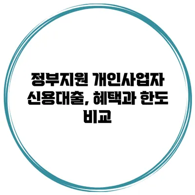 정부지원 개인사업자 신용대출, 혜택과 한도 비교