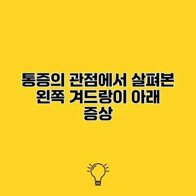 통증의 관점에서 살펴본 왼쪽 겨드랑이 아래 증상